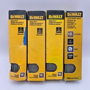 LOT OF 4 PACKS - DEWALT DBN18100-2 BRAD NAIL 18-GA 1"